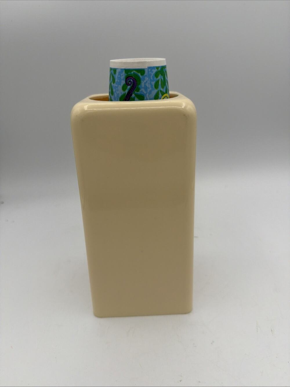 Vintage Dixie Cup Dispenser Counter Top Pop-Up Beige Kitchen Bathroom